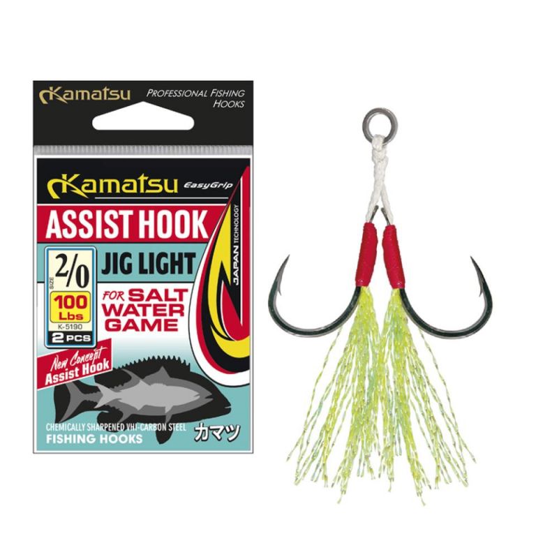 ASSIST HOOK JIG LIGHT 4/0 100Lbs OPP. 2PCS K-5190