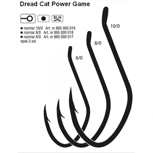 [865000017] CAT FISH HOOK POWER GAME 6/0 BLNR BAG 3 PCS DREAD